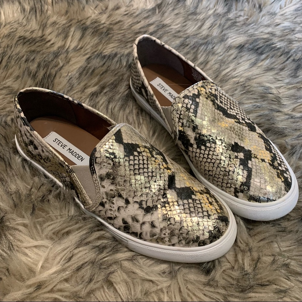 Steve Madden Jungle Snakeskin-Embossed Sneakers